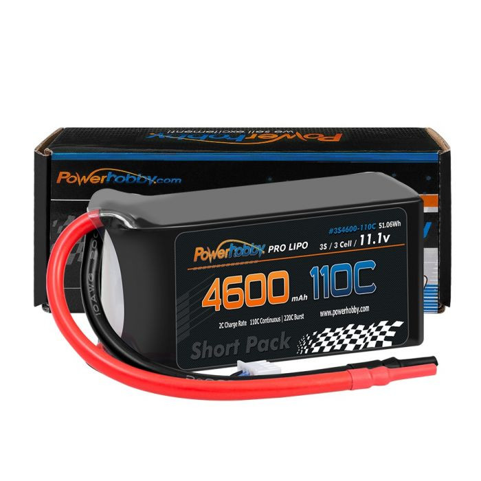 Power Hobby 3S 11.4V 4600mAh 110C-220C Short Drag Racing Lipo Battery PHB3S4600MAH110C
