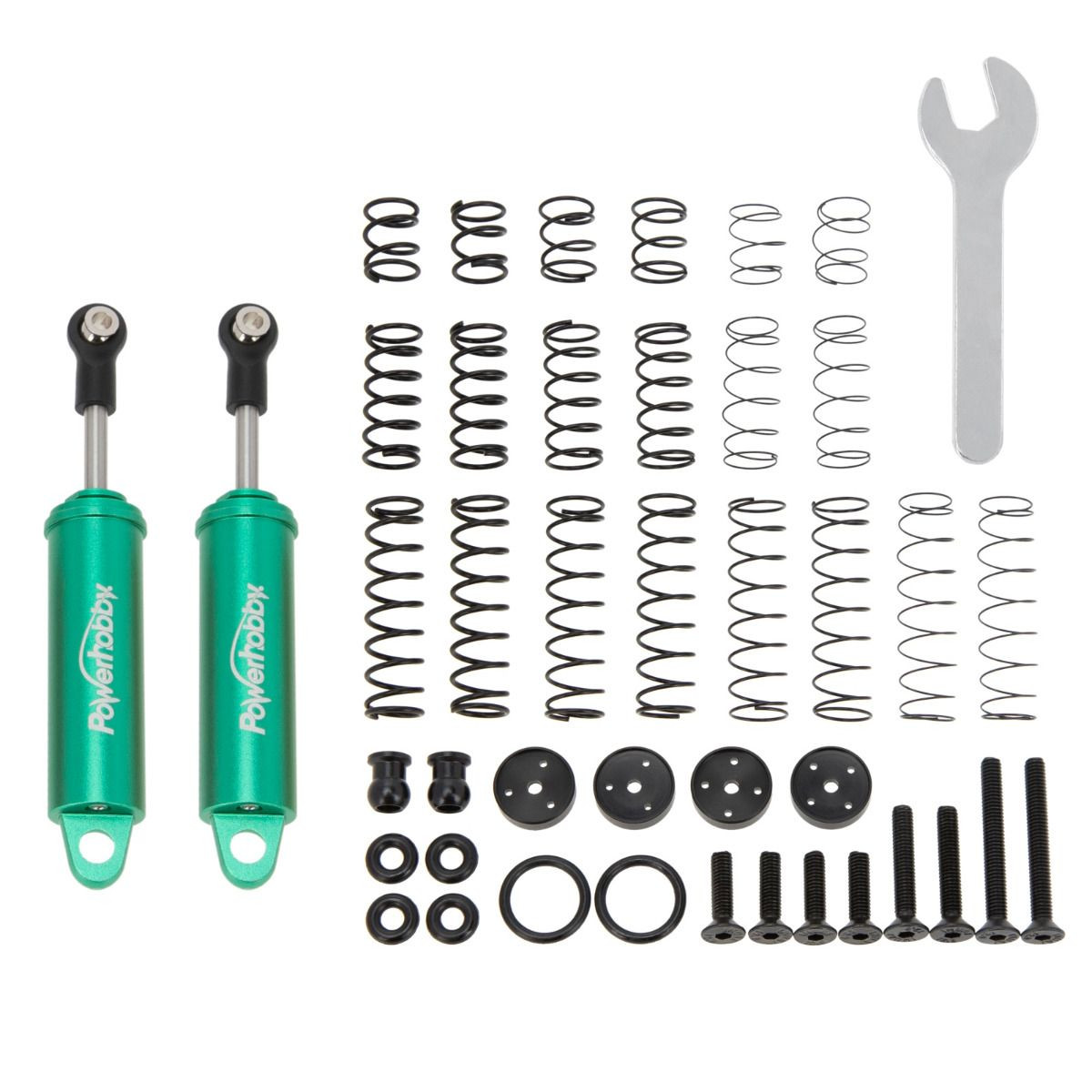 Power Hobby 80mm Promatics Two Stage Internal Spring Shocks, Green PHB5672GREEN