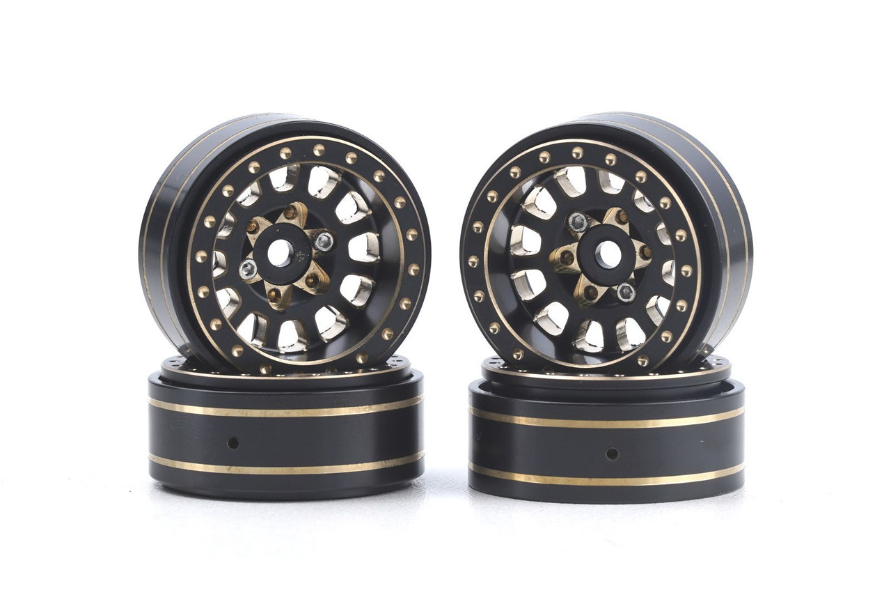 Axial SCX24 1.0" Black / Gold Brass Beadlock Crawler Wheels Axial SCX24 1.0" Black / Gold Brass Beadlock Crawler Wheels