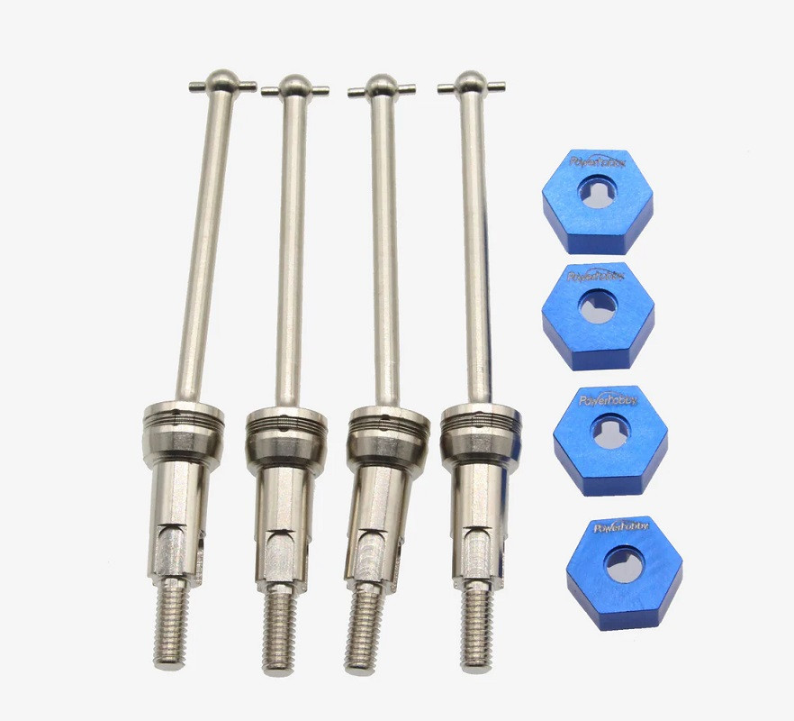 Power Hobby Front & Rear CVD Axles Drive Shafts, Silver, for Arrma Grom PHB6573SILVER