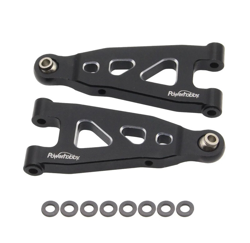 Power Hobby Aluminum Front Lower Arms, Black, for Arrma Mojave Grom PHB6845BLACK