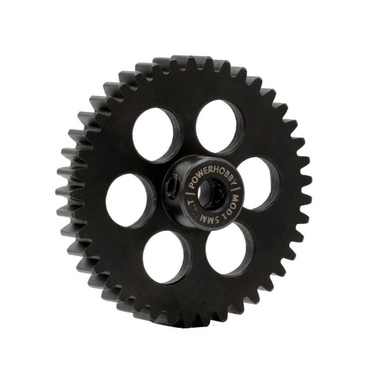 Hardened Steel 40T Mod1 5mm Pinion Gear with 2 Grub Screws Hardened Steel 40T Mod1 5mm Pinion Gear with 2 Grub Screws