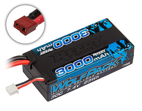 Team Associated Reedy Wolfpack LiPo 3000mAh 30C 7.4V Shorty Pack, T-Plug ASC758