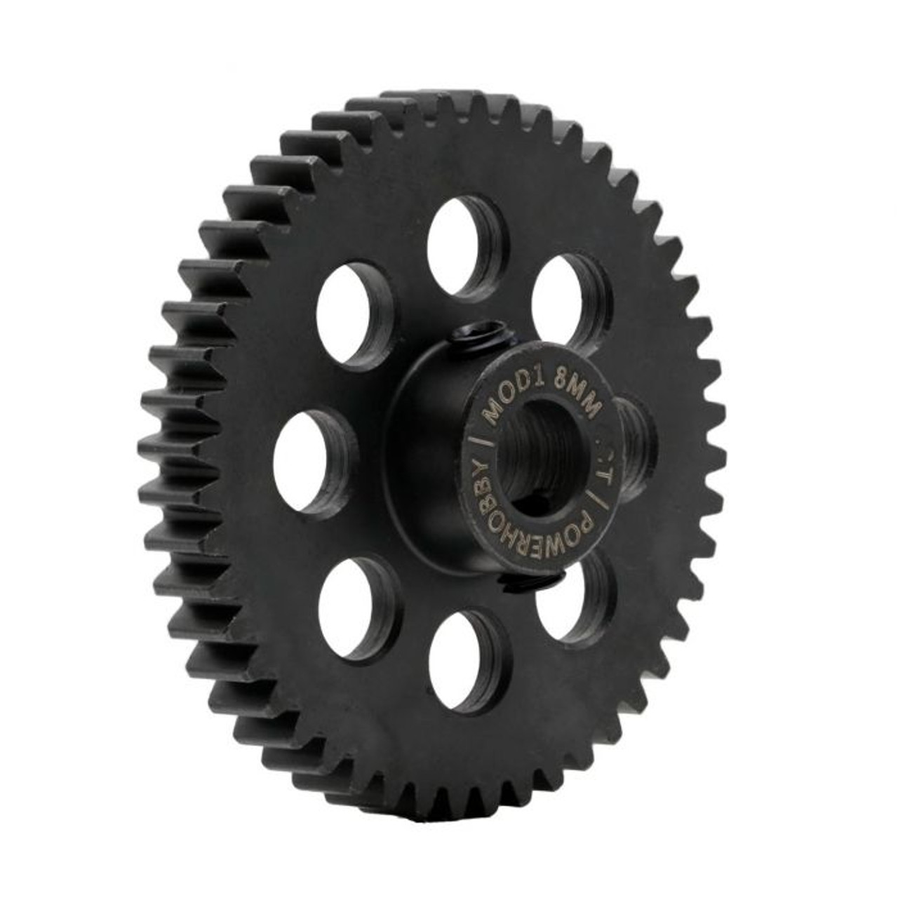 Hardened Steel 54T Mod1 8mm Pinion Gear with 2 Grub Screws Hardened Steel 54T Mod1 8mm Pinion Gear with 2 Grub Screws