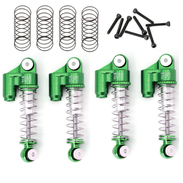 Power Hobby Aluminum Threaded Mini/Micro Shocks, Axial SCX24 F/R Green PHBPHSCX2401GREEN