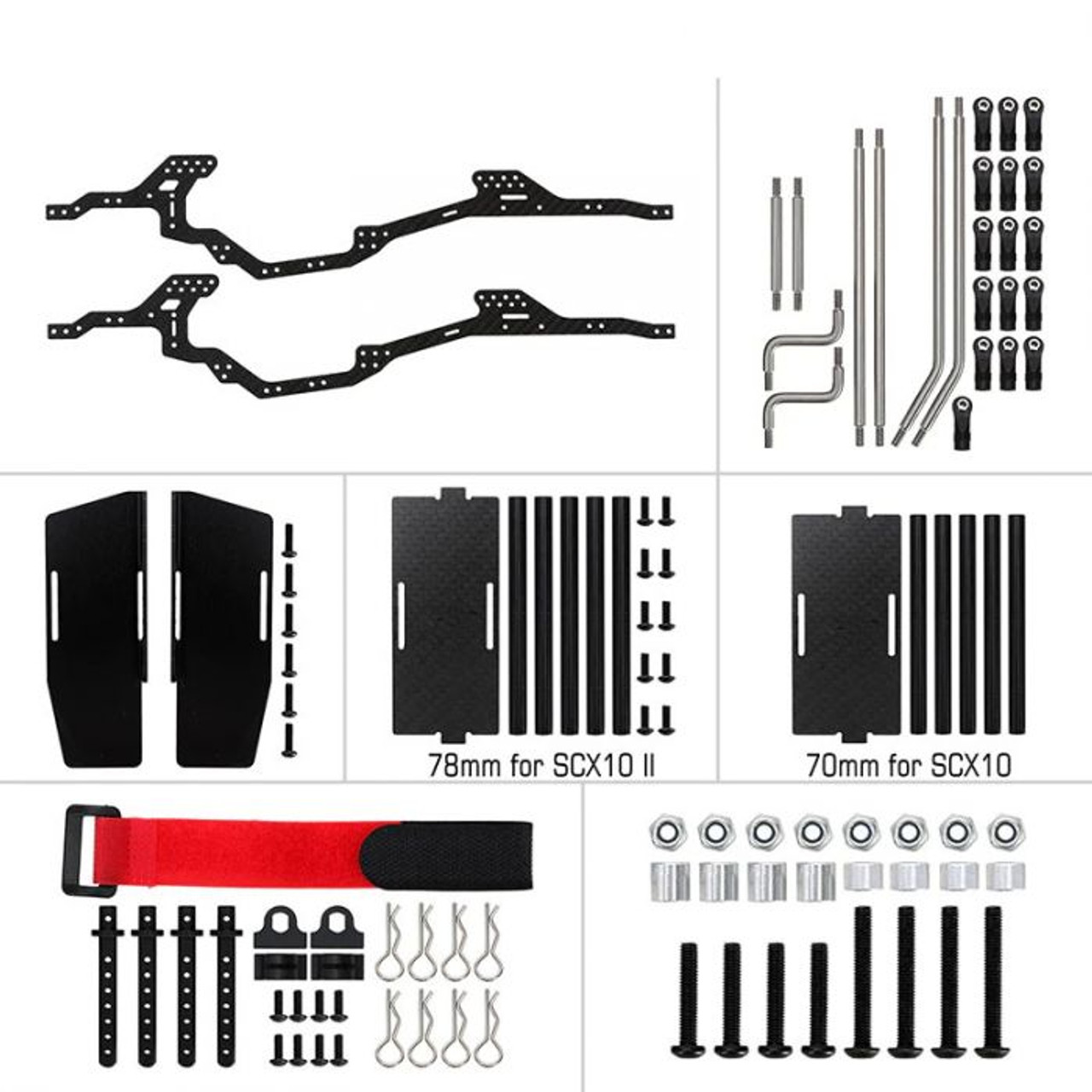 LCG Carbon Fiber Chassis Kit Frame, for Axial SCX10 LCG Carbon Fiber Chassis Kit Frame, for Axial SCX10
