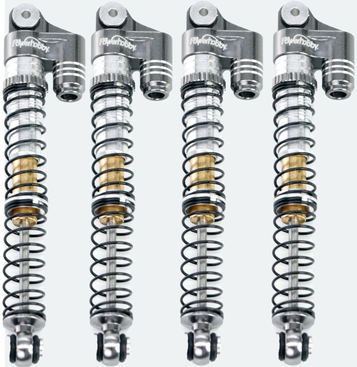 Power Hobby 1/24 Aluminum 58mm Long Travel Shocks, Gray, for Axial SCX24 PHBSCX24771GRAY