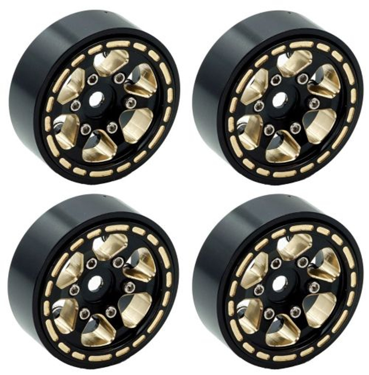 1.0" Black Brass Beadlock Crawler Wheels, 1/24 TRX4M 1.0" Black Brass Beadlock Crawler Wheels, 1/24 TRX4M