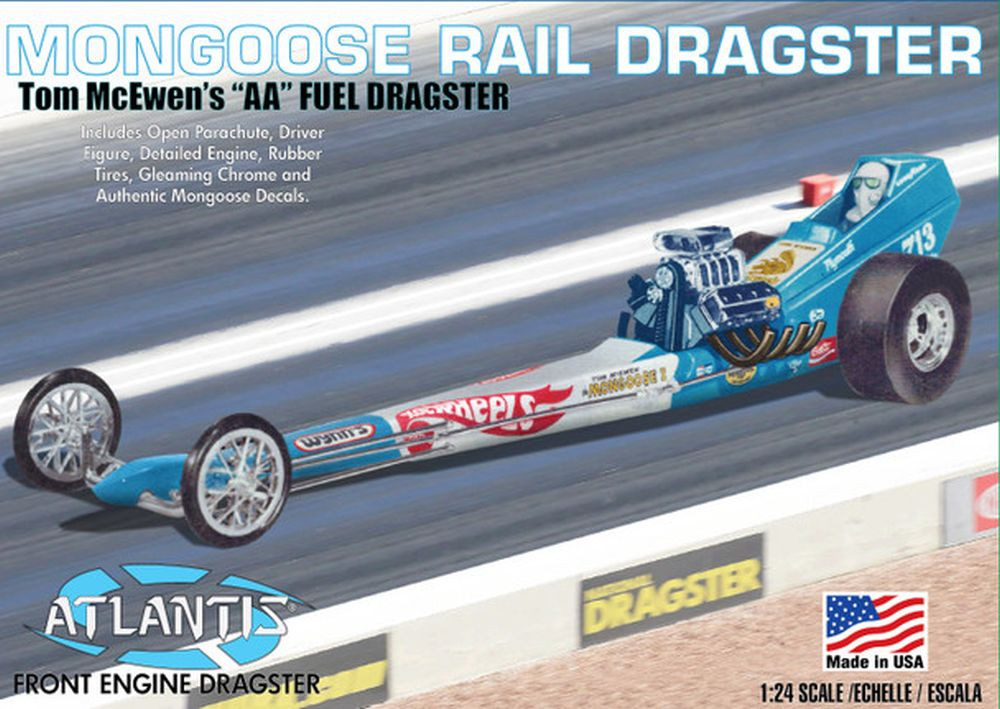 Atlantis Models 1/24 Tom Mongoose McEwen Front Engine Dragster Plastic Model AANM5695