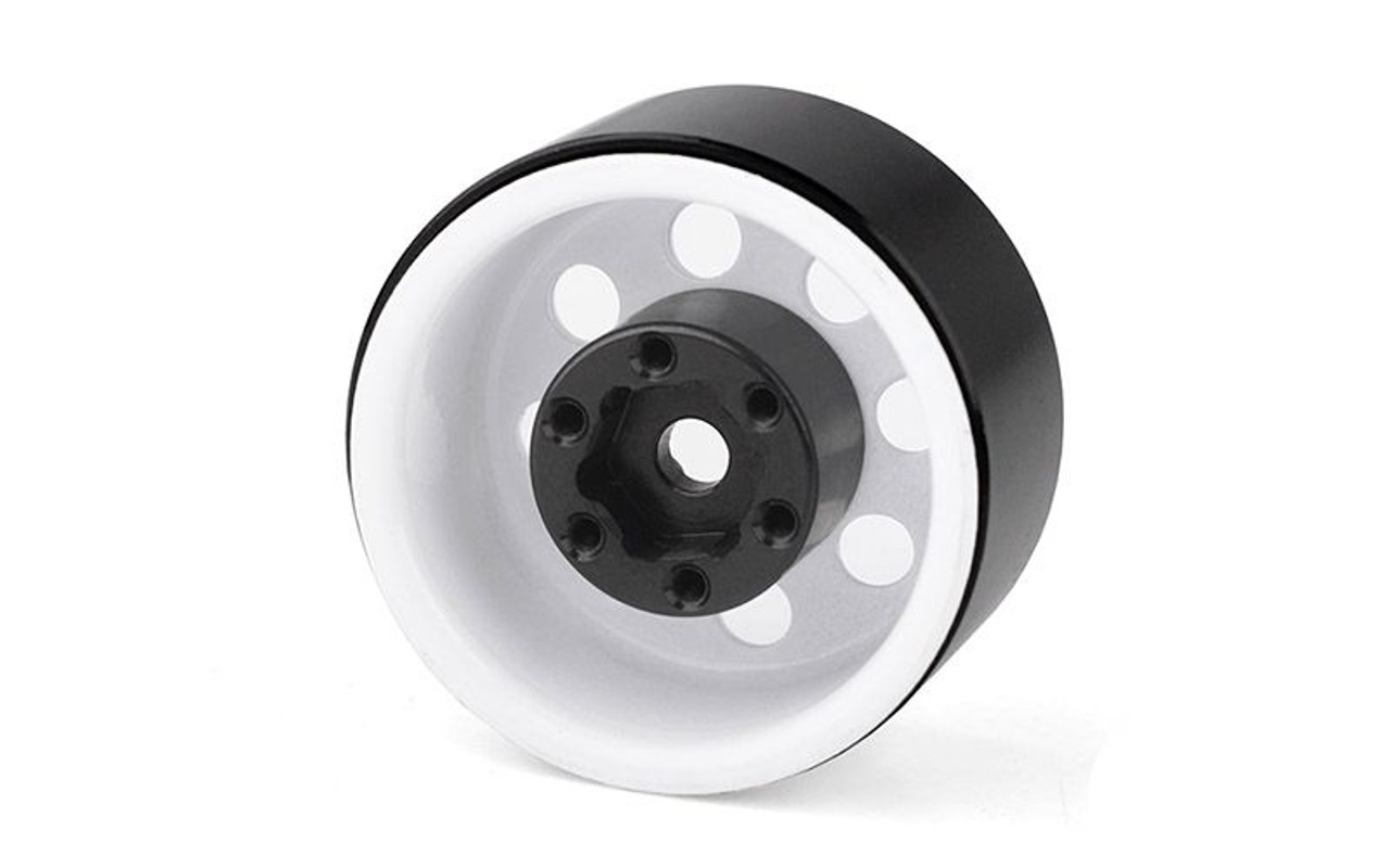 Stamped Steel 1.0" Pro8 Beadlock Wheels, White Stamped Steel 1.0" Pro8 Beadlock Wheels, White