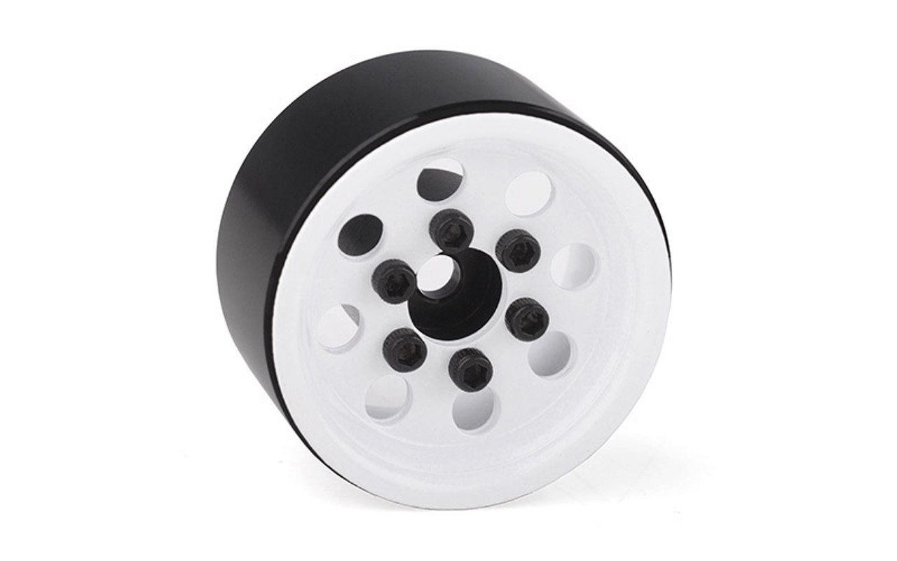 Stamped Steel 1.0" Pro8 Beadlock Wheels, White Stamped Steel 1.0" Pro8 Beadlock Wheels, White