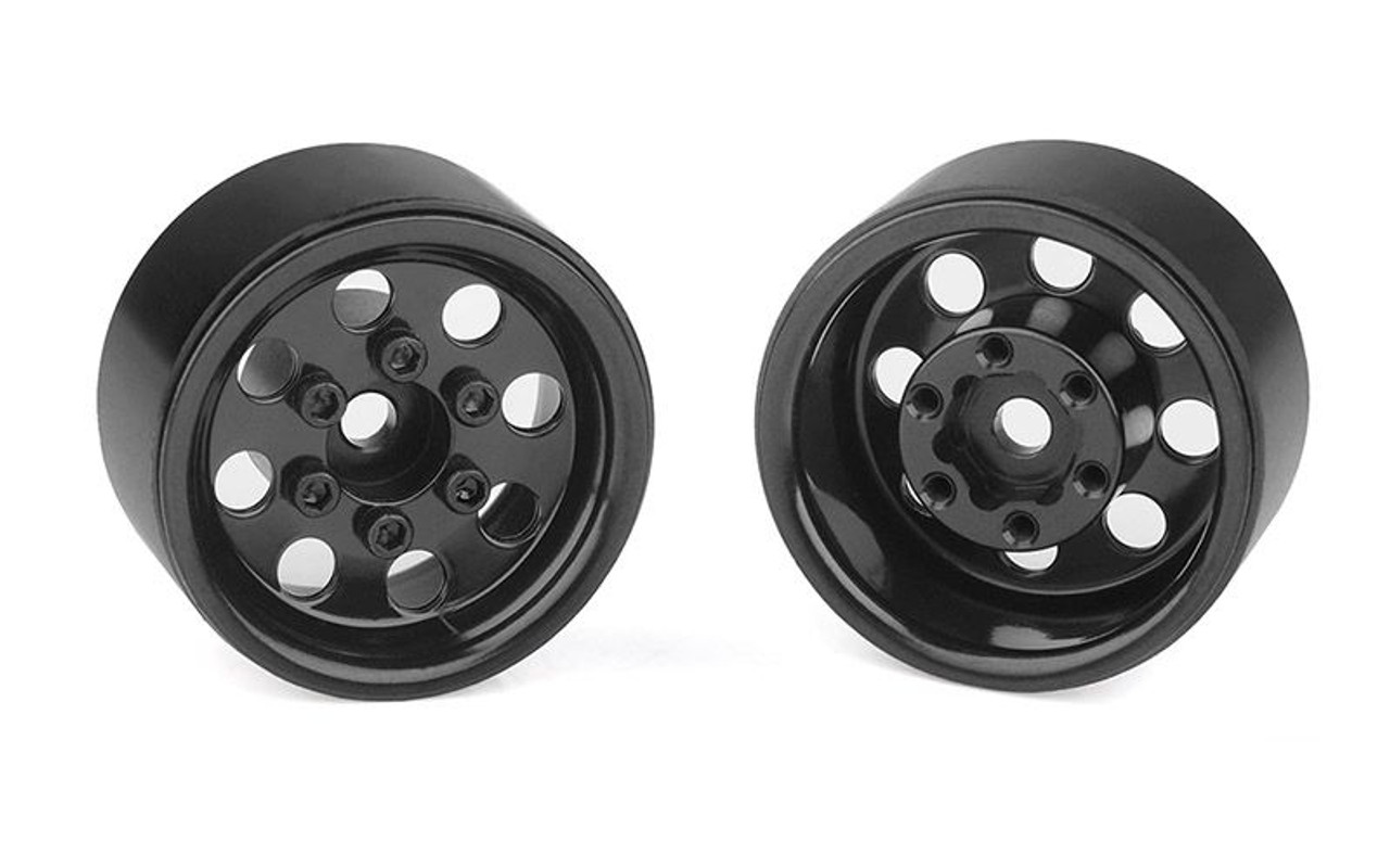 Stamped Steel 1.0" Pro8 Beadlock Wheels, Black Stamped Steel 1.0" Pro8 Beadlock Wheels, Black