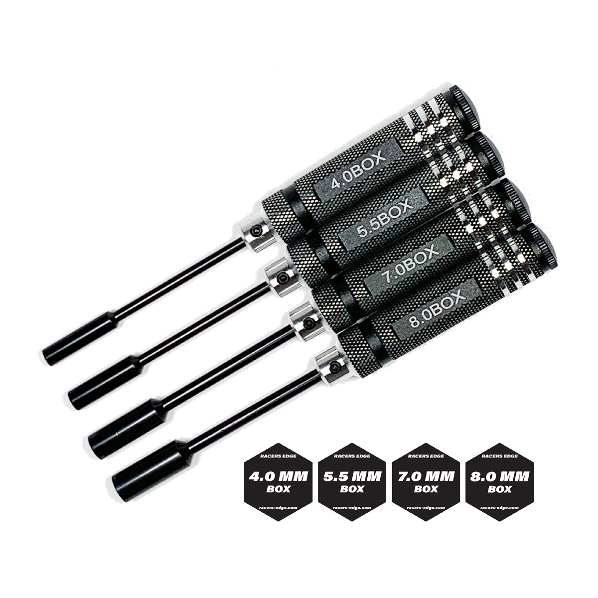 Racers Edge Metric Nut Driver Set w/ Black Handles (4pc) RCE7220
