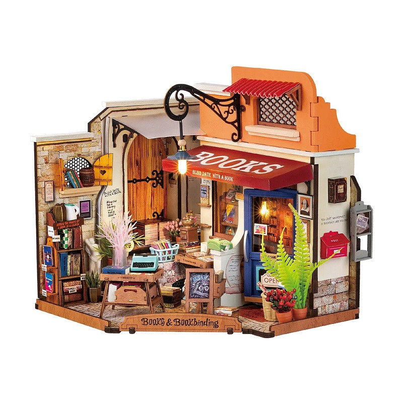 Robotime Rolife Corner Bookstore, DIY Miniature House Kit ROEDG164