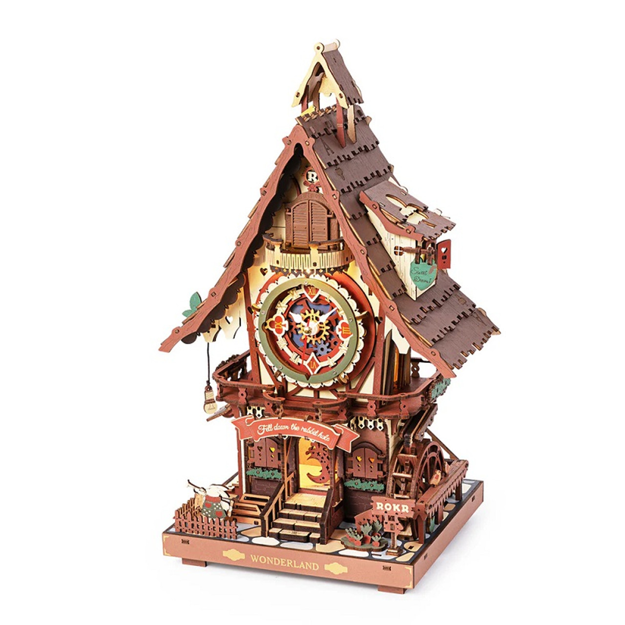 Cuckoo Clock, Stained Wood, Mechanical 3D Wooden Puzzle Cuckoo Clock, Stained Wood, Mechanical 3D Wooden Puzzle
