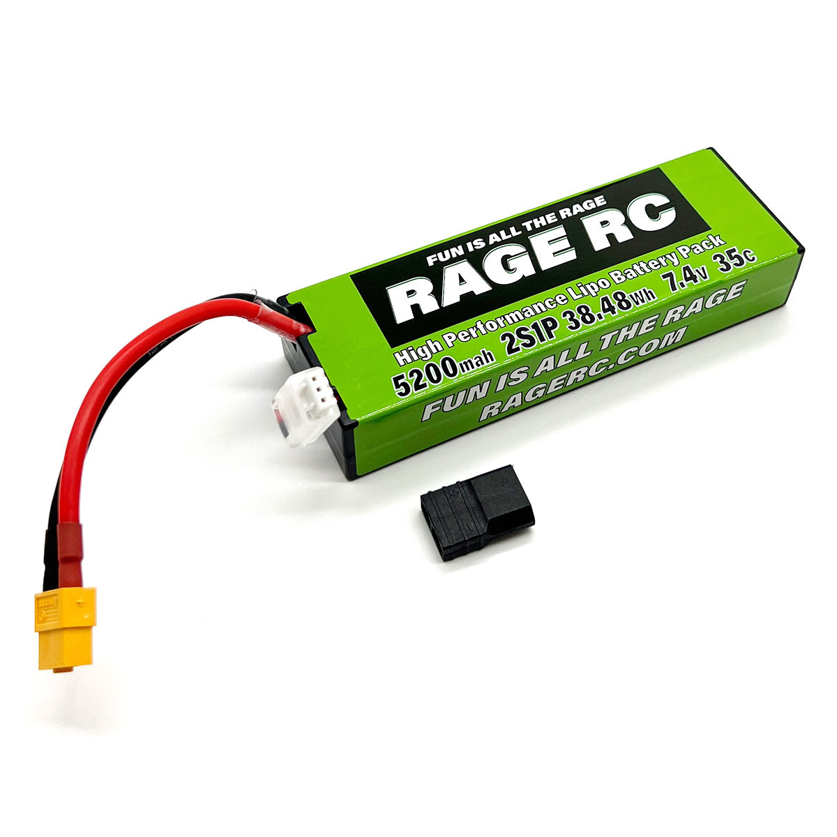 Rage R/C 5200mAh 2S 7.4V 35C Hard Case LiPo Battery XT60 w/TRX Adapt RGRLP52002S35T
