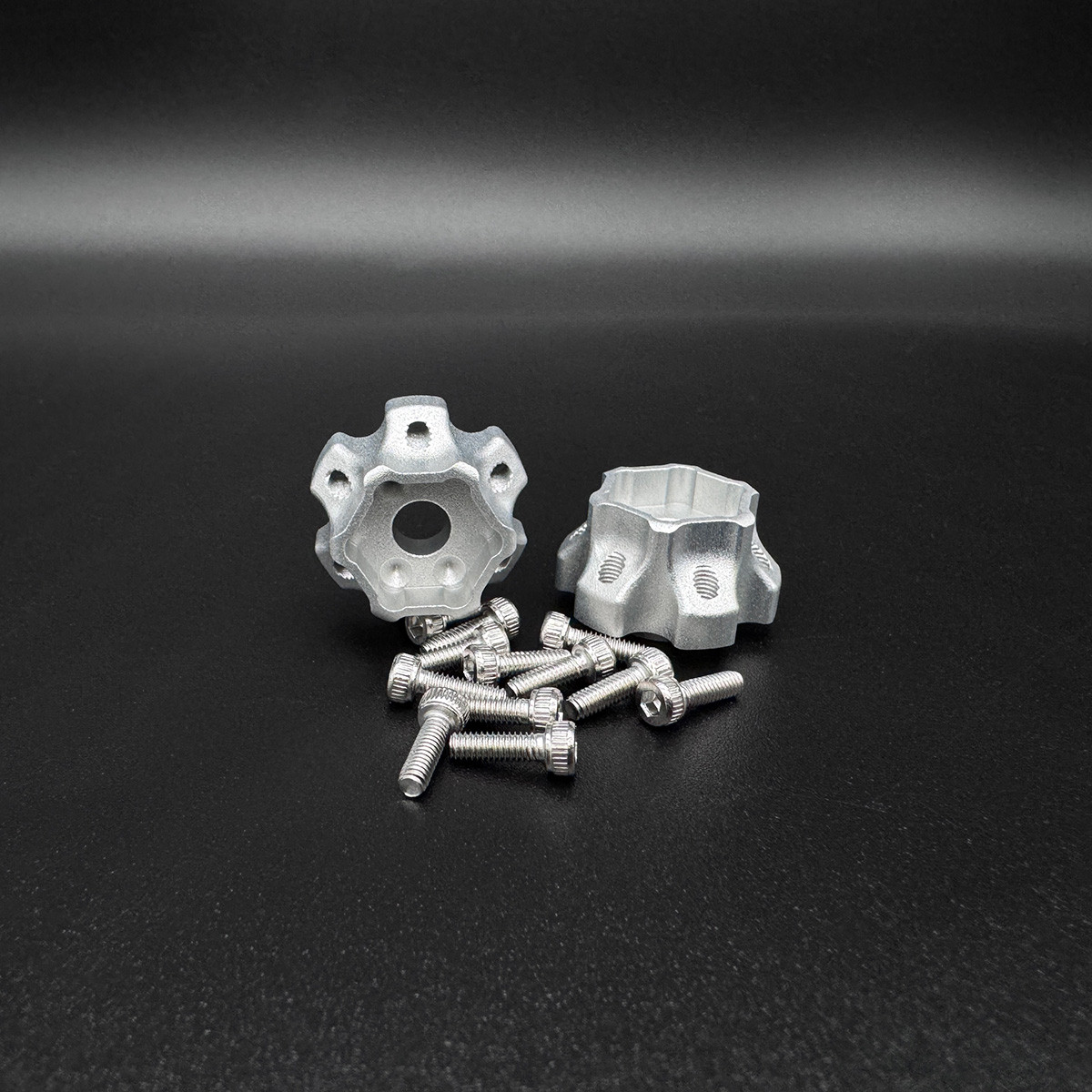 12mm Hex "DOT" Machined Aluminum Hubs (2) "3 DOT 7mm"