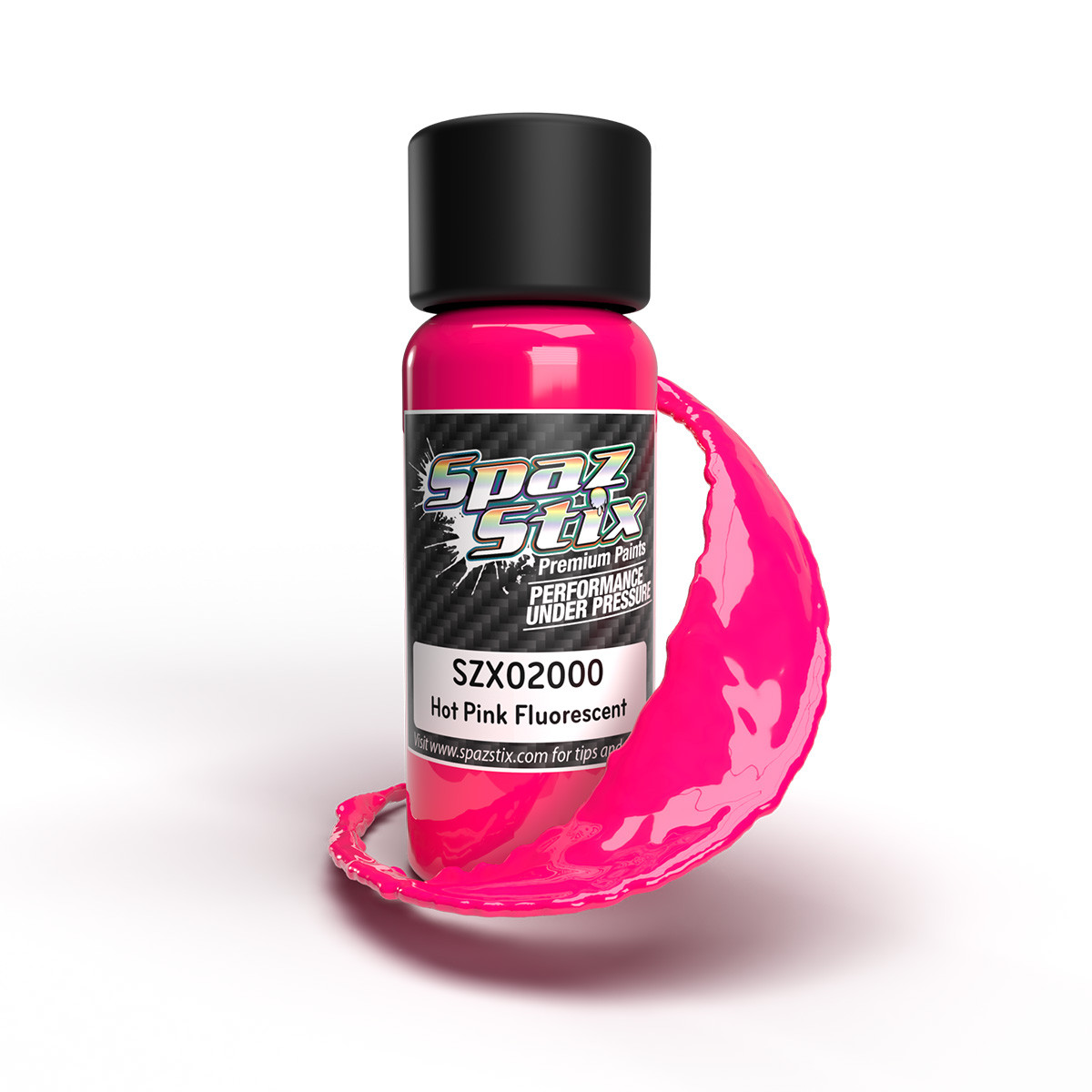 Spaz Stix Hot Pink Fluorescent Airbrush Ready Paint, 2oz Bottle SZX02000