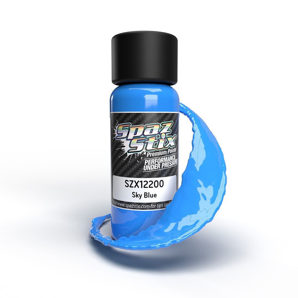 Spaz Stix Solid Sky Blue Airbrush Ready Paint, 2oz Bottle SZX12200
