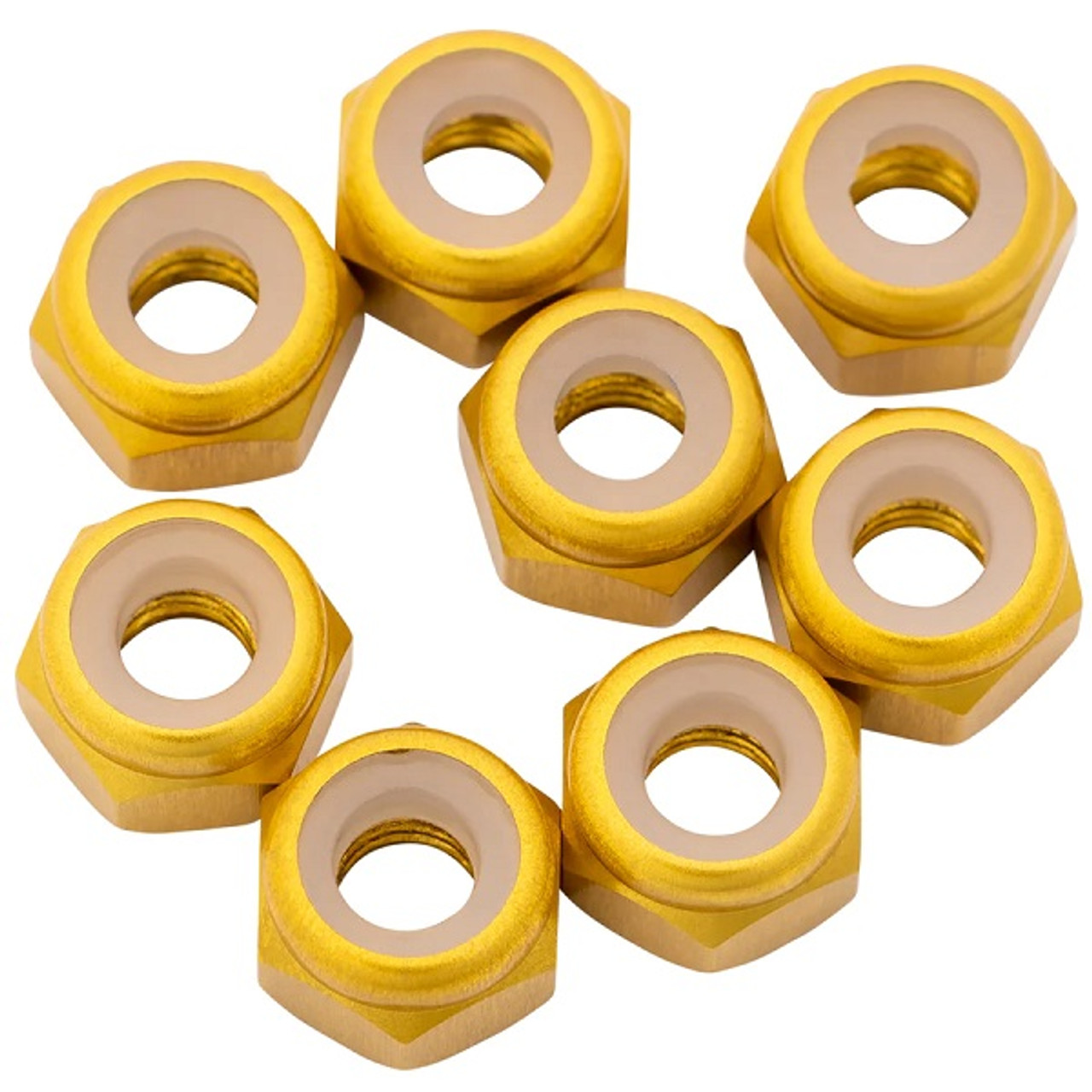 1UP Racing - 7075 Aluminum Locknuts, M3, Gold, 8pcs 1UP Racing - 7075 Aluminum Locknuts, M3, Gold, 8pcs