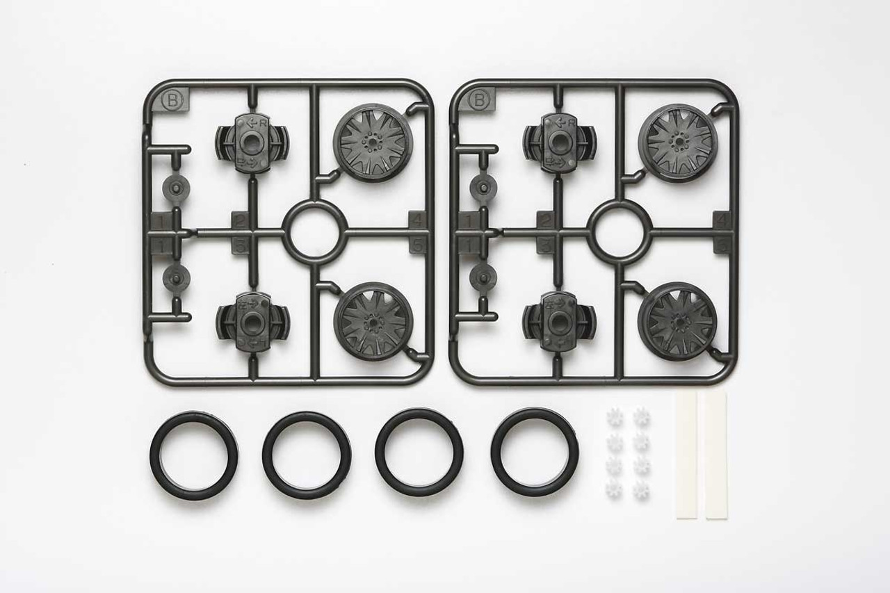 Tamiya JR Low Profile Tire, w/1 Way Wheel Set TAM15443