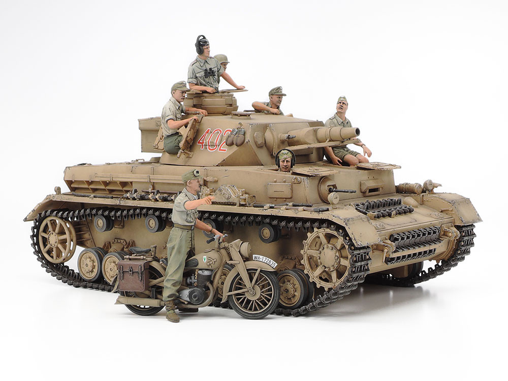 Tamiya 1/35 German Tank Panzer IV Ausf.F & Motorcycle Model Set TAM25208