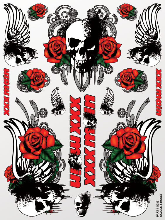 XXX Main Racing Skulls & Roses Sticker Sheet XXXS033