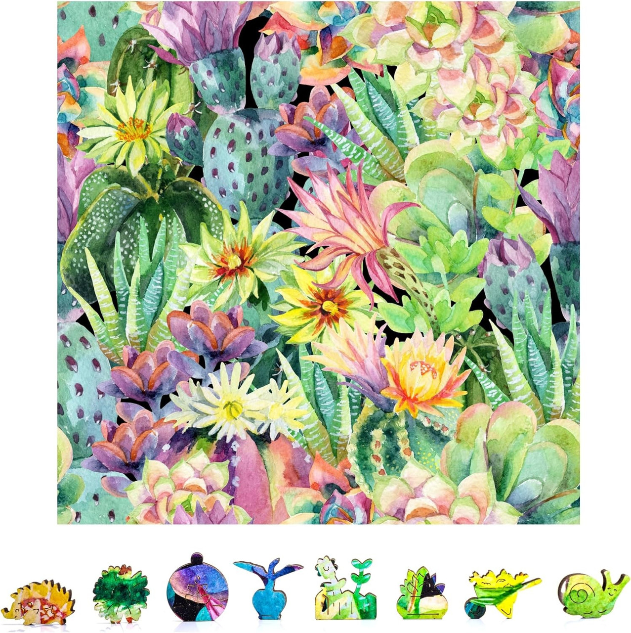 Floral Cactus Wooden Jigsaw Puzzle, 1000 Pcs Floral Cactus Wooden Jigsaw Puzzle, 1000 Pcs
