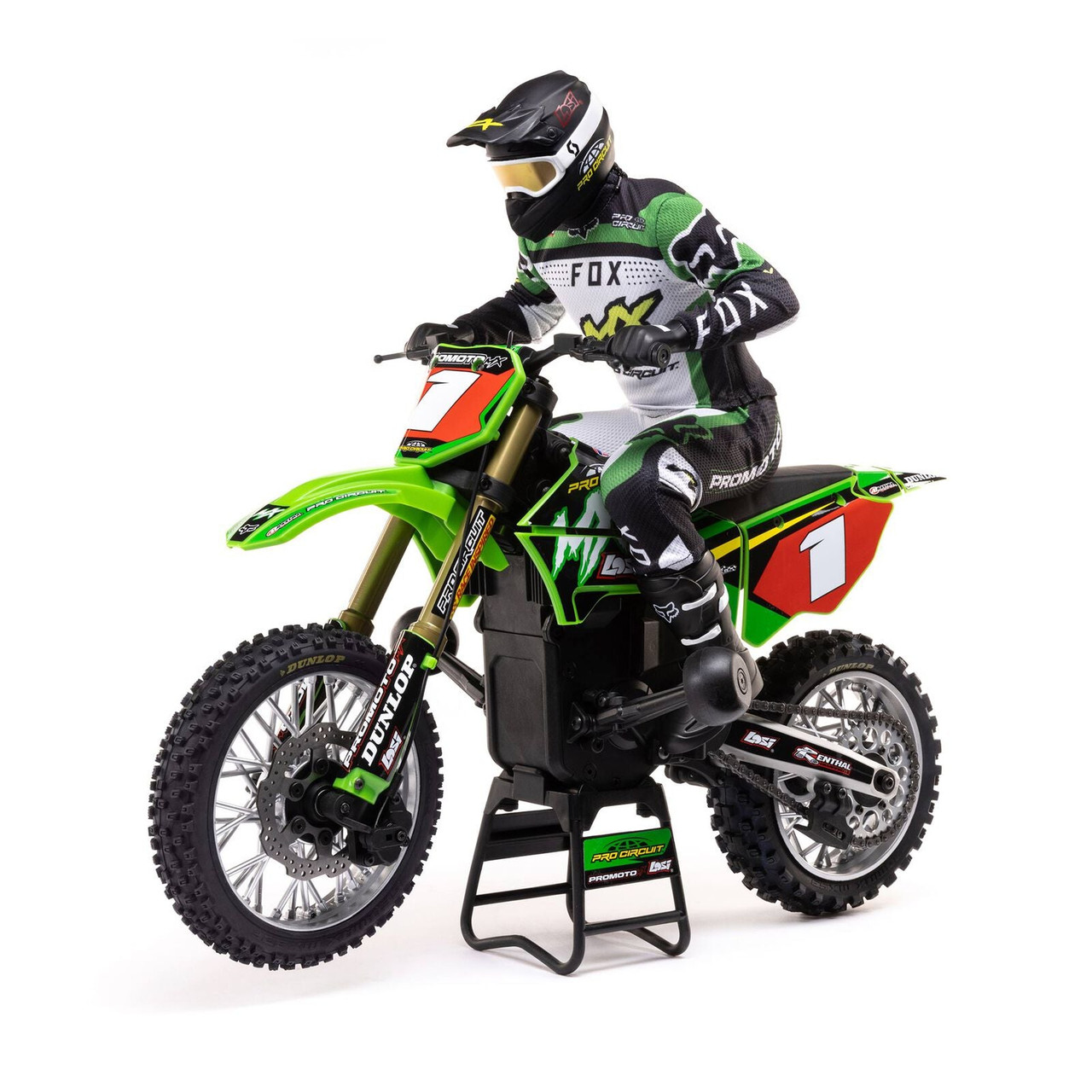 Losi Losi 1/4 Promoto-MX Motorcycle RTR with Battery and Charger, Pro Circuit Green LOS06002