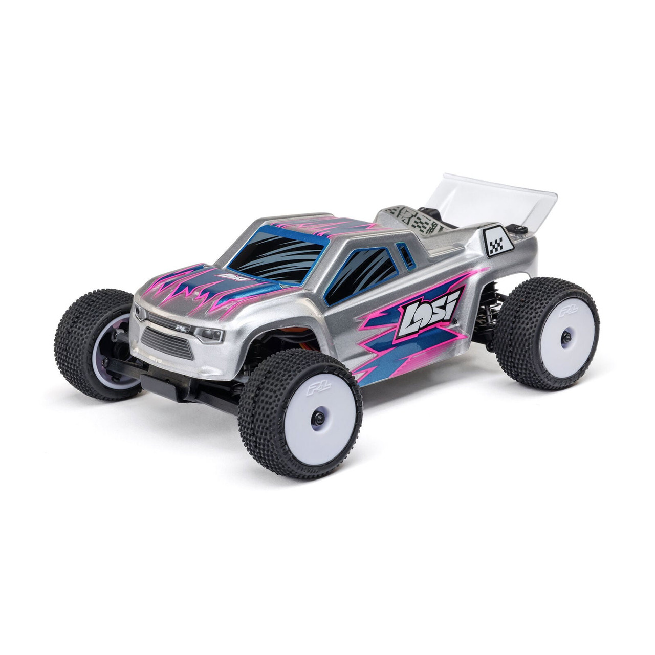 Losi Losi 1/28 Micro-T 2S 2WD RTR Stadium Truck (Battery & Charger Included), Silver LOS-1392T2