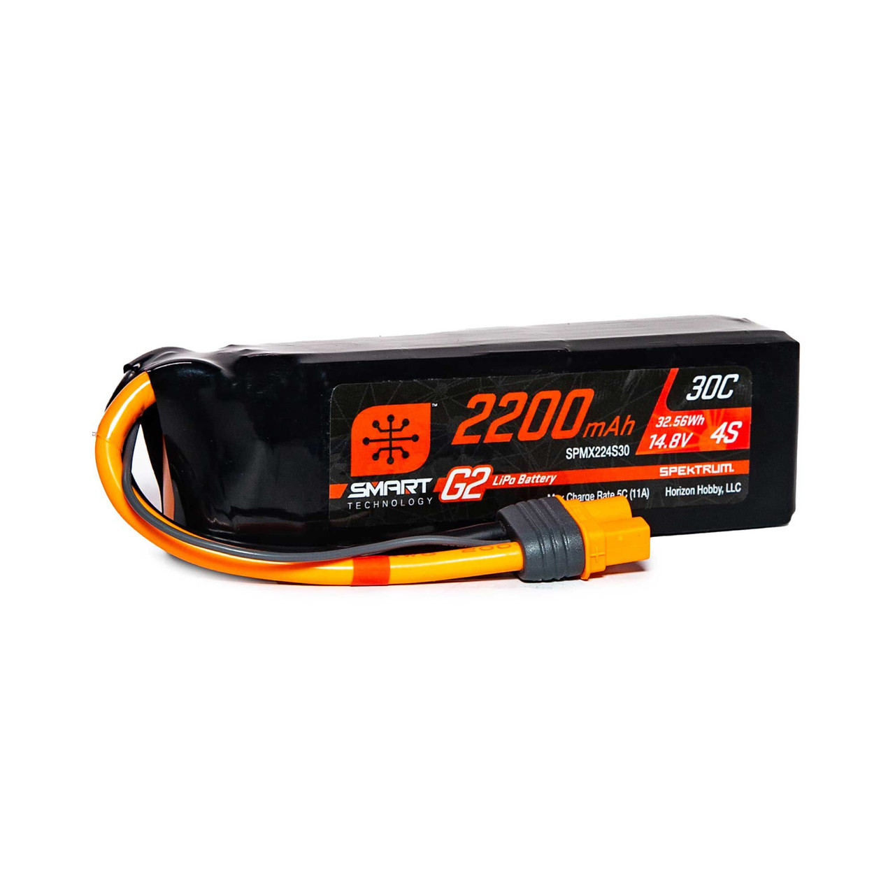 Spektrum 14.8V 2200mAh 4S 30C Smart G2 LiPo Battery: IC3 SPMX224S30