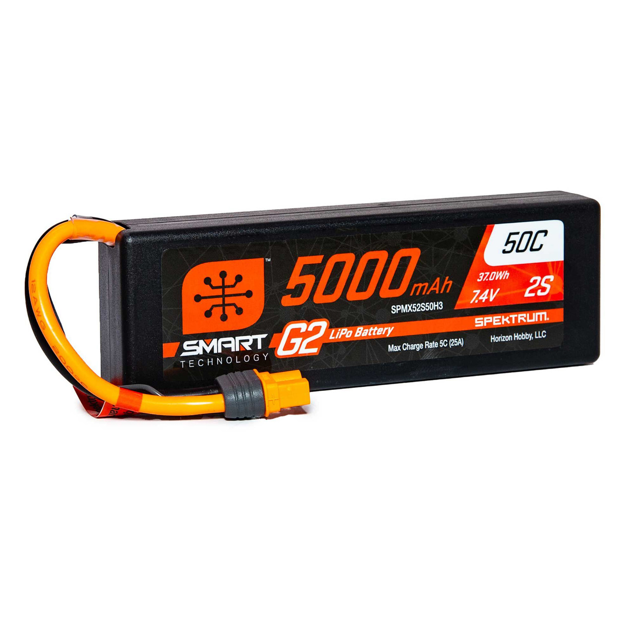 7.4V 5000mAh 2S 50C Smart LiPo G2 Hard Case: IC3 7.4V 5000mAh 2S 50C Smart LiPo G2 Hard Case: IC3