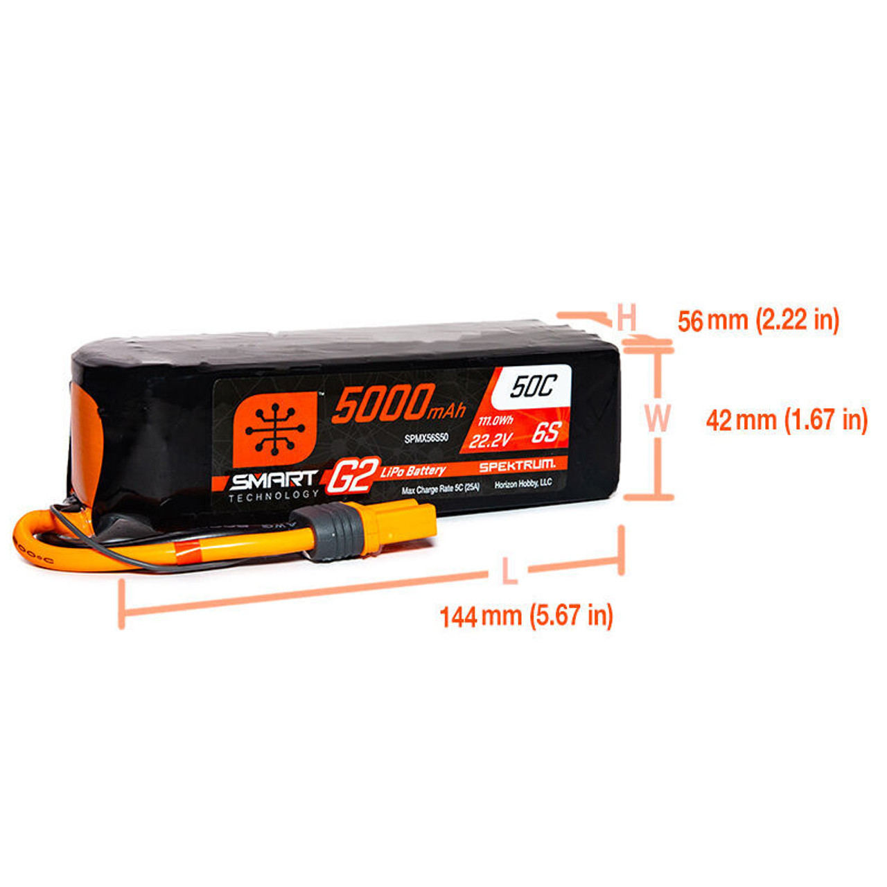 22.2V 5000mAh 6S 50C Smart G2 LiPo Battery: IC5 22.2V 5000mAh 6S 50C Smart G2 LiPo Battery: IC5