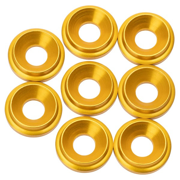 1UP Racing 7075 LowPro Countersunk Washers, M3, Gold, 8pcs 1UP820709