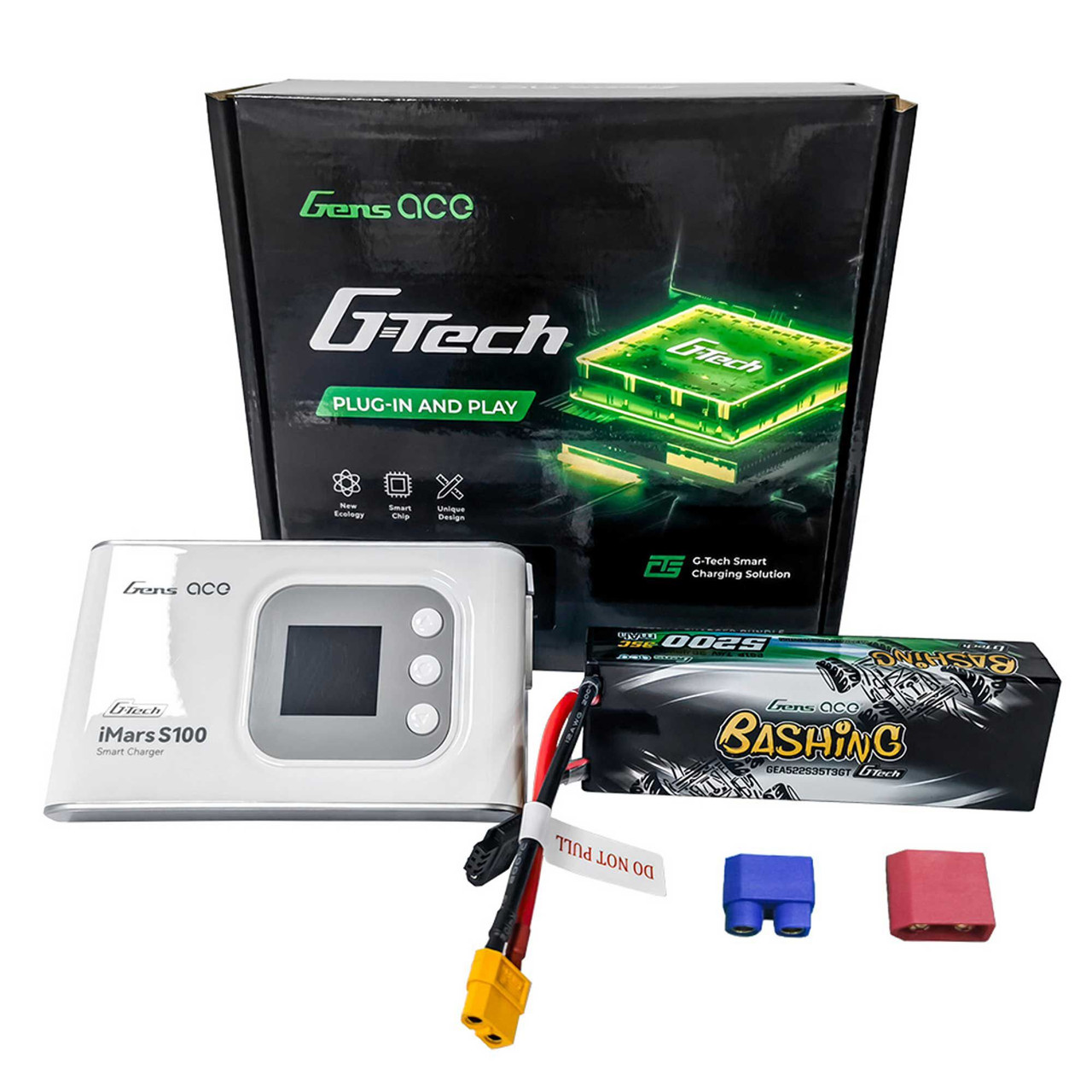 Gens Ace G-Tech Bundle: 5200mAh 2S 35C hardcase XT60/EC3/Deans unversal plug + S100 charger GEAS100522S35GT