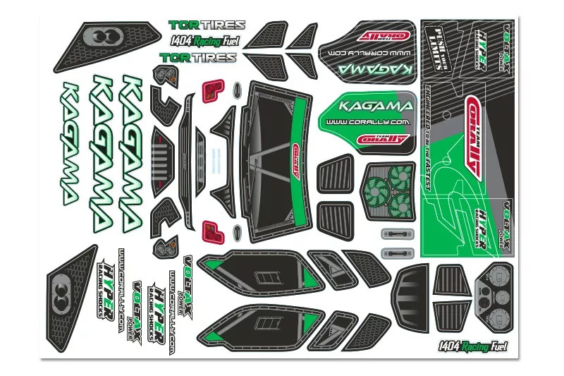 Corally Body Decal Sheet, Kagama XP 6S, Pre-Cut, Green Color, 1pc COR00180-981-6