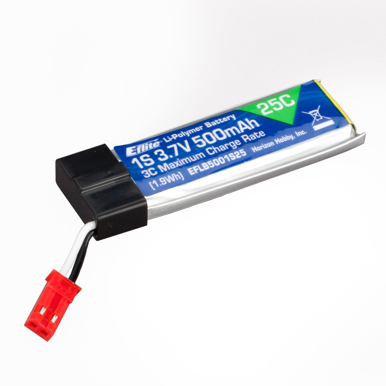 1S 3.7V 500mAh 25C Li-Po Battery; JST-RCY EFLB5001S25