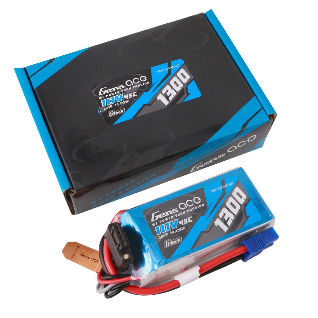 11.1V 1300mAh 3S 45C G-Tech Smart LiPo: EC3