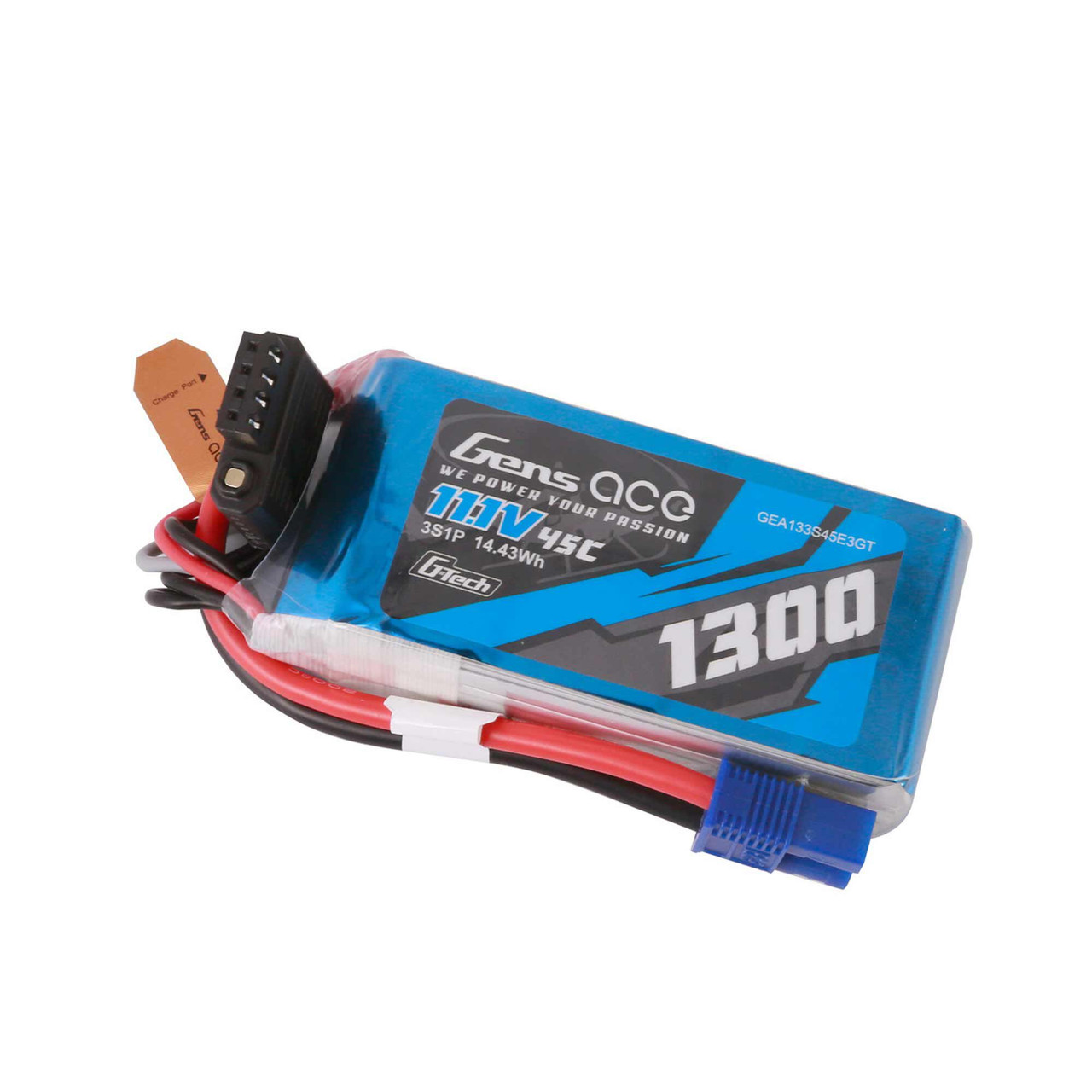11.1V 1300mAh 3S 45C G-Tech Smart LiPo: EC3