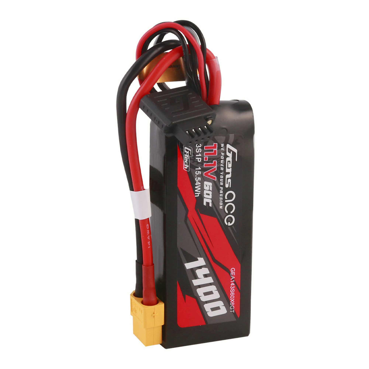 11.1V 1400mAh 3S 60C G-Tech Smart Lipo: XT60