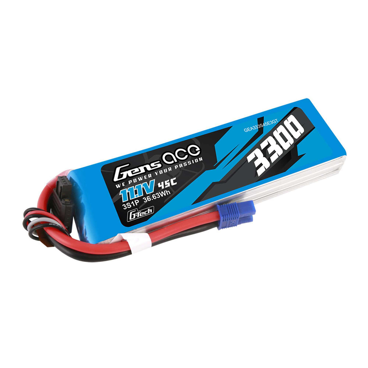 11.1V 3300mAh 3S 45C G-Tech Smart Lipo: EC3 GEA333S45E3GT