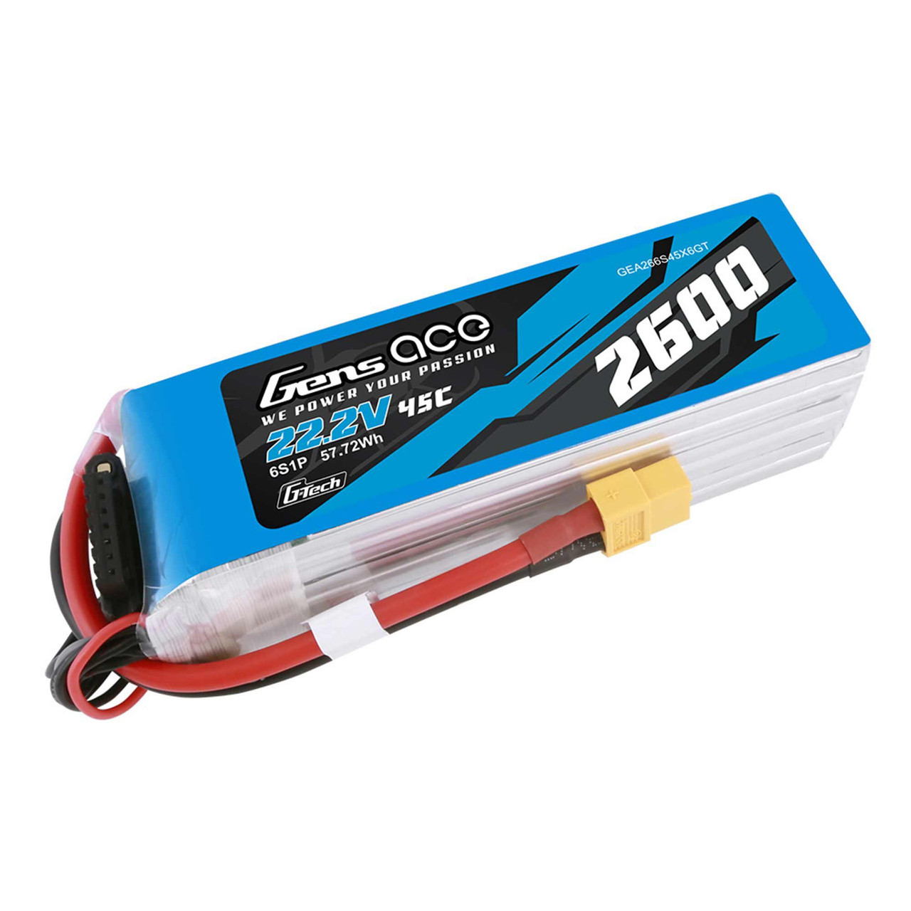 22.2V 2600mAh 6S 45C G-Tech Smart Lipo: XT60