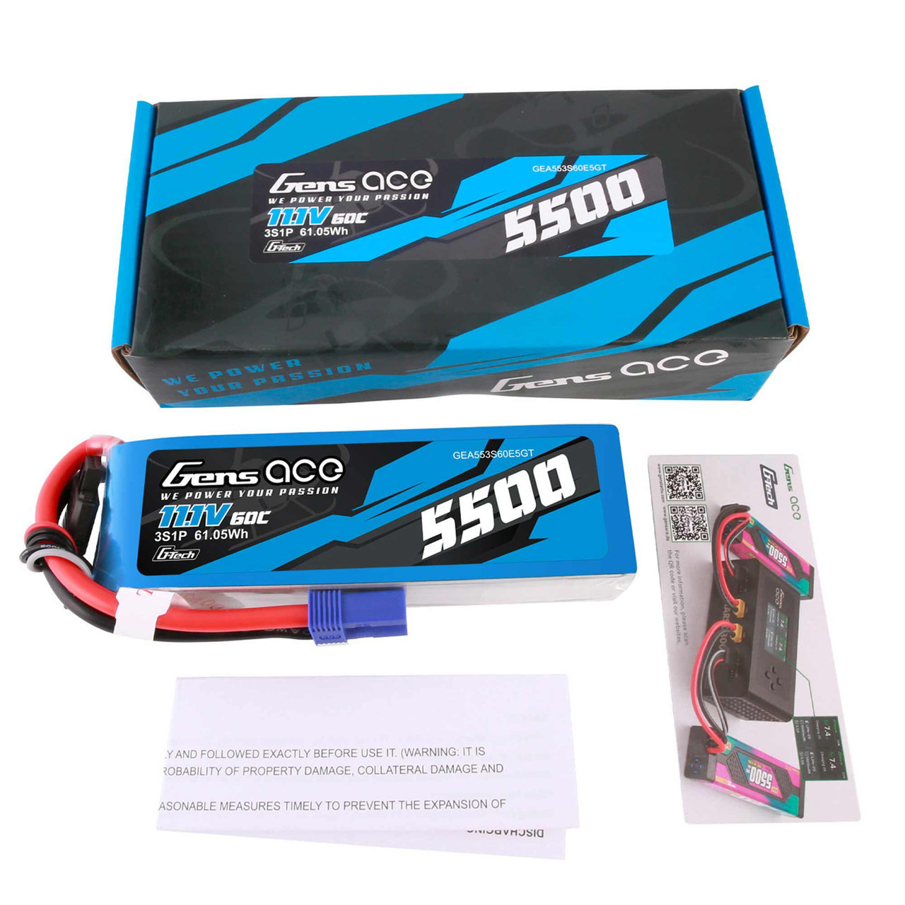11.1V 5500mAh 3S 60C G-Tech Smart Lipo:EC5