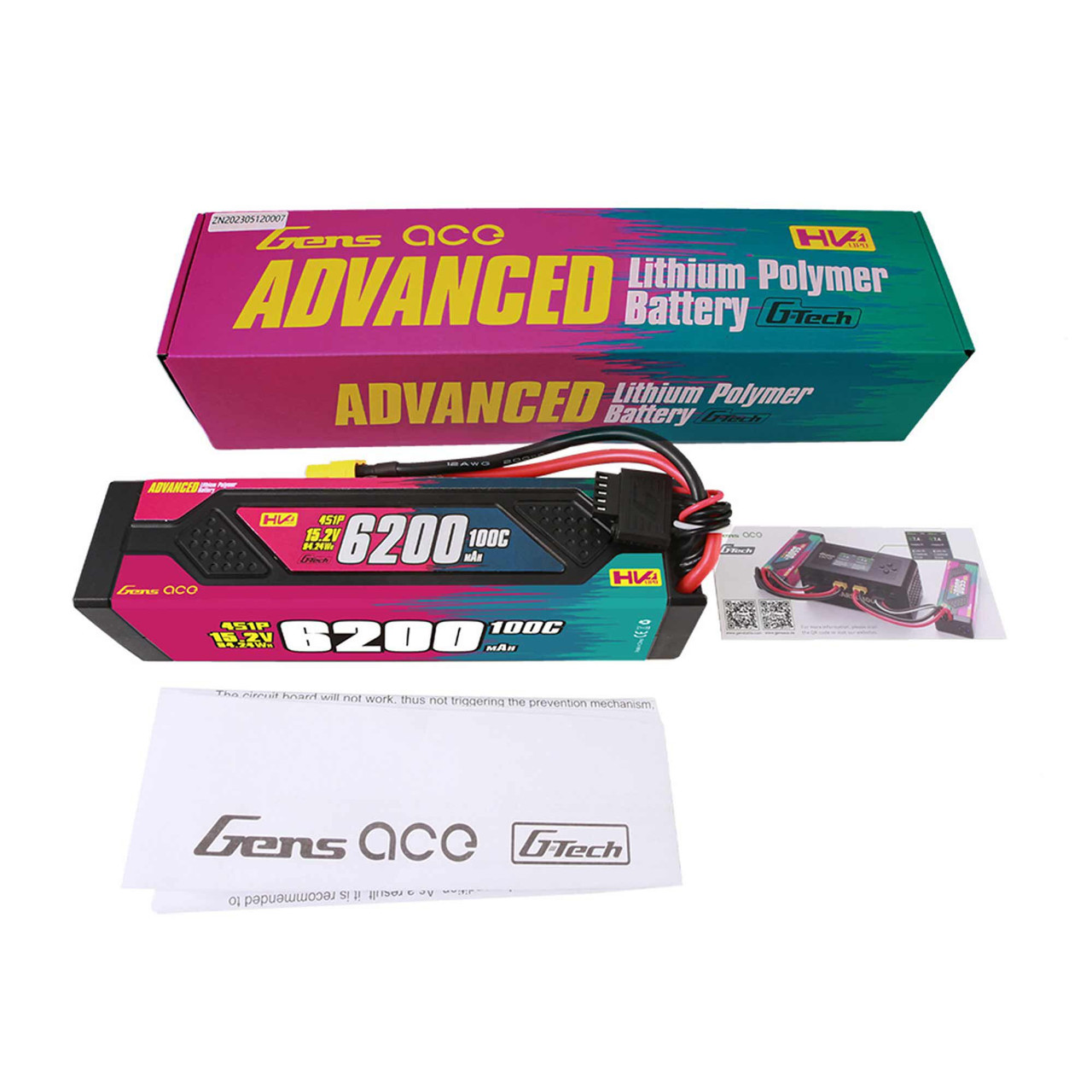 15.2V 6200mAh 4S 100C G-Tech Smart LiPo: XT60