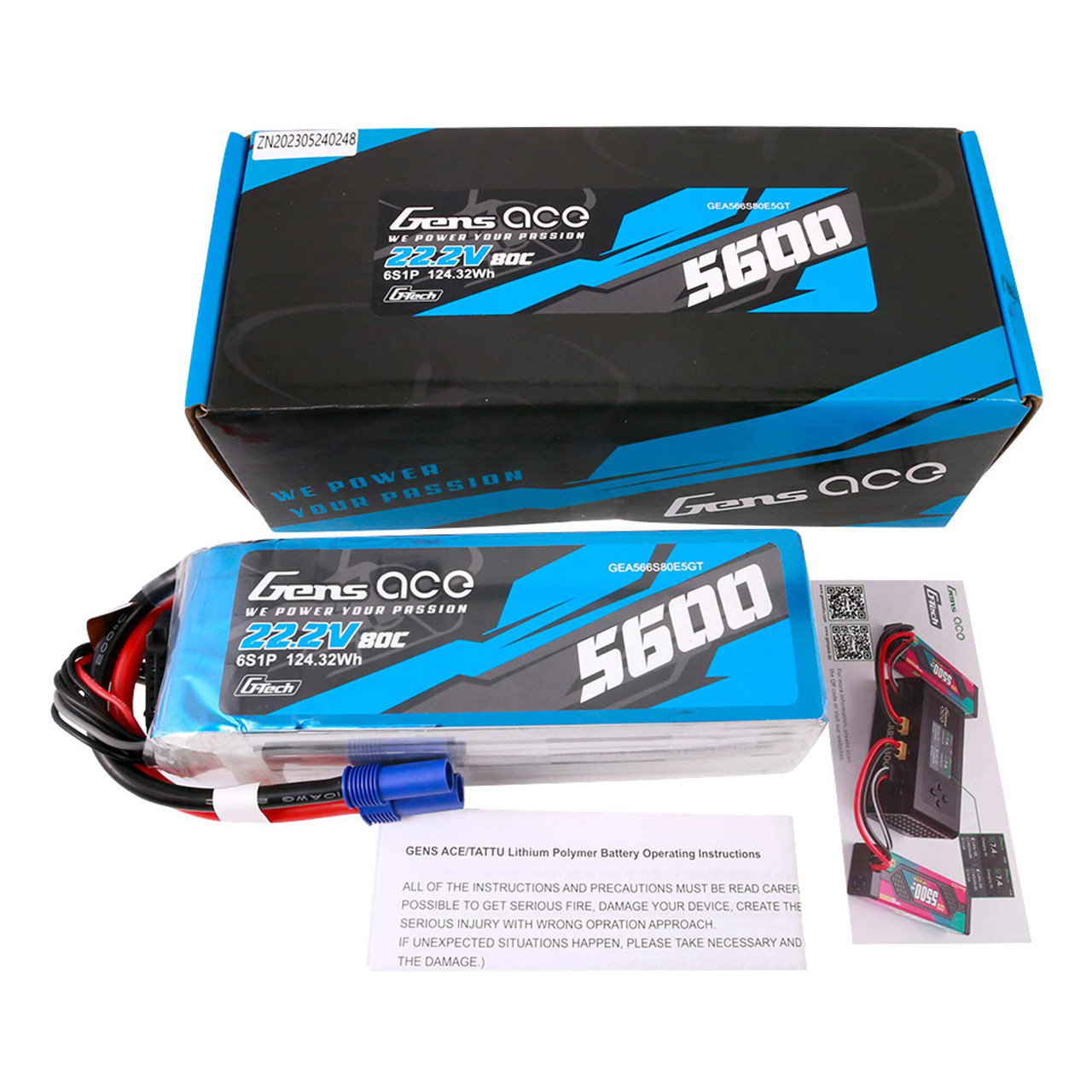 22.2V 5600mAh 6S 80C G-Tech Smart Lipo: EC5