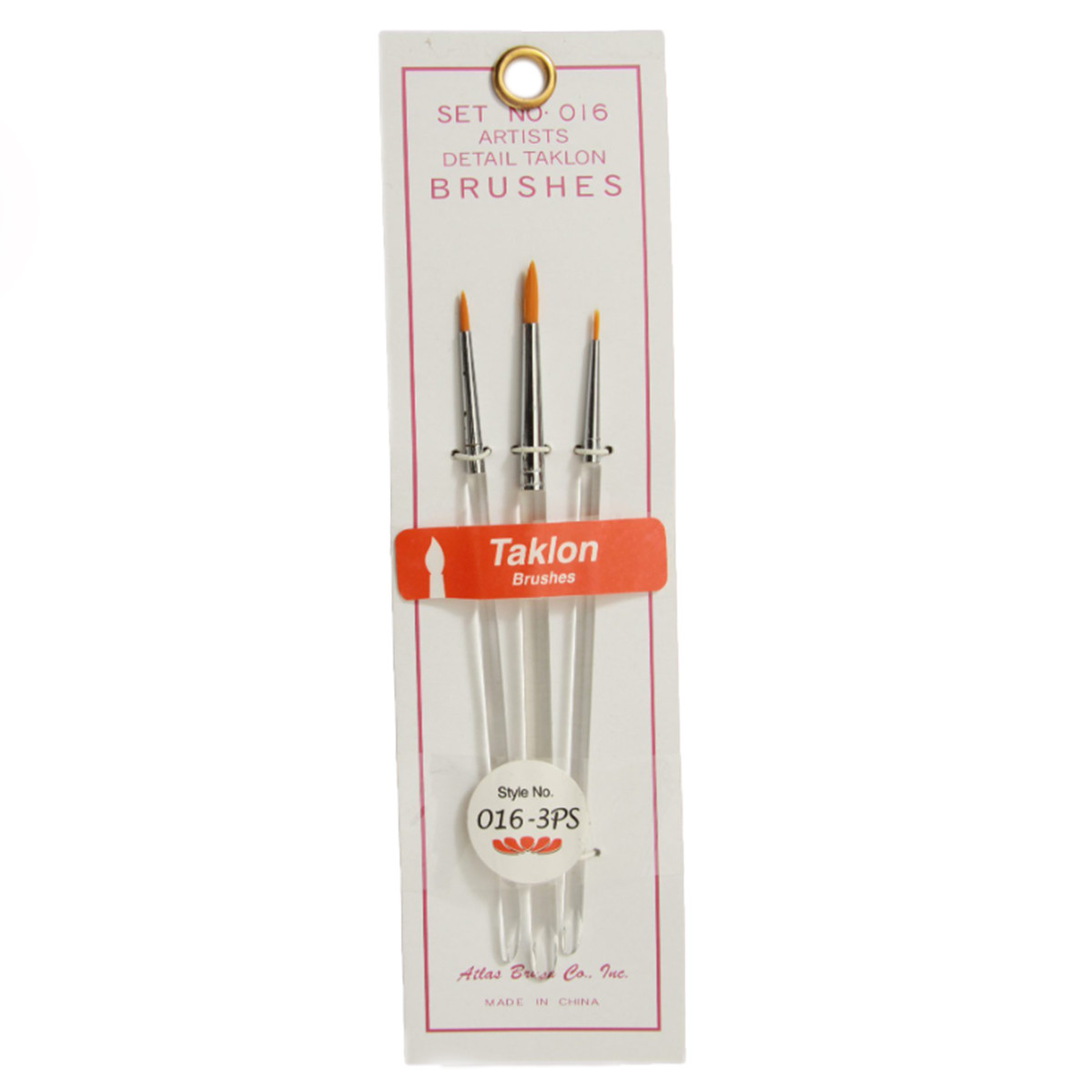 Atlas Brushes Golden Taklon Brush Sets, Size 2, 0, 5/0 ABS016-3PS