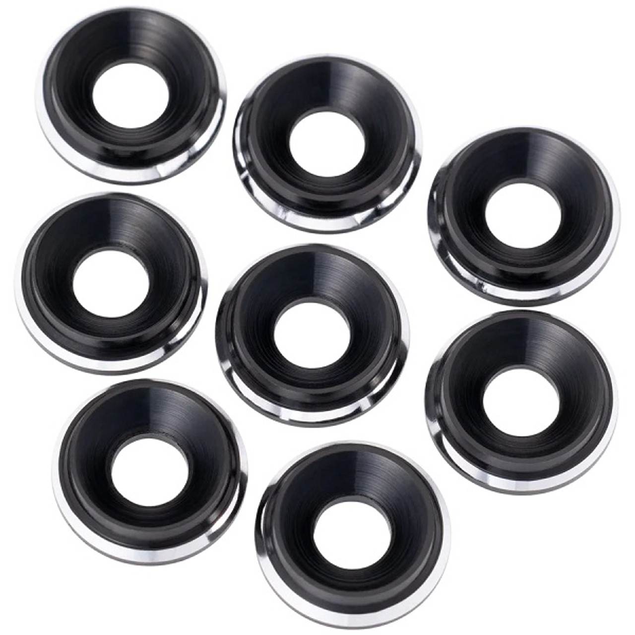 7075 LowPro Countersunk Washers, M3, Black Shine, 8pcs 7075 LowPro Countersunk Washers, M3, Black Shine, 8pcs
