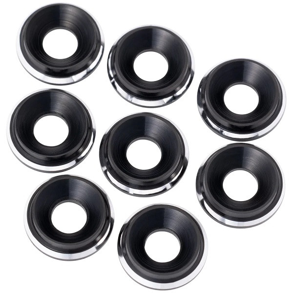 1UP Racing 7075 LowPro Countersunk Washers, M3, Black Shine, 8pcs 1UP820019