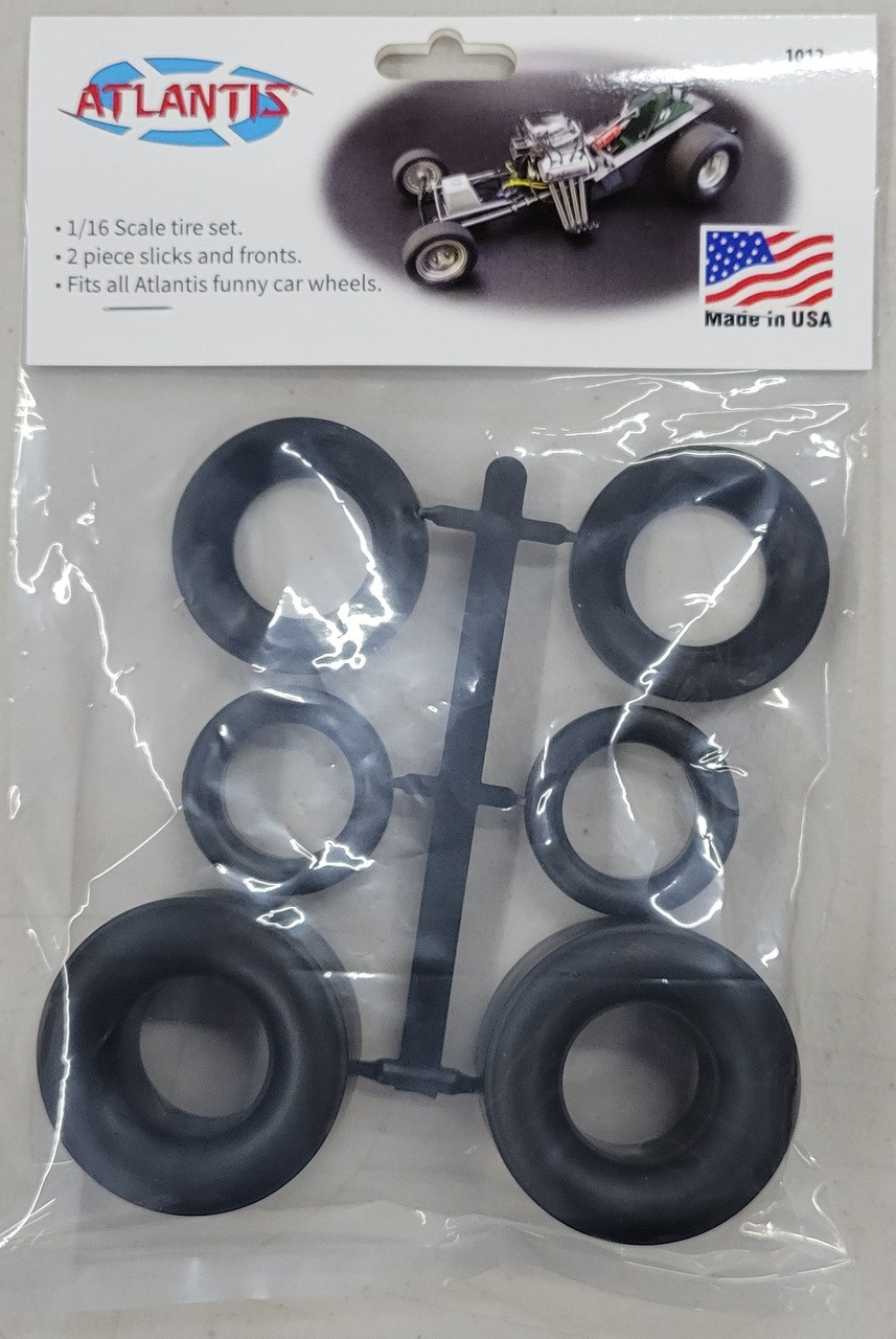 Atlantis Models 1/16 Funny Car Tire set bagged with punched header card AAN1012