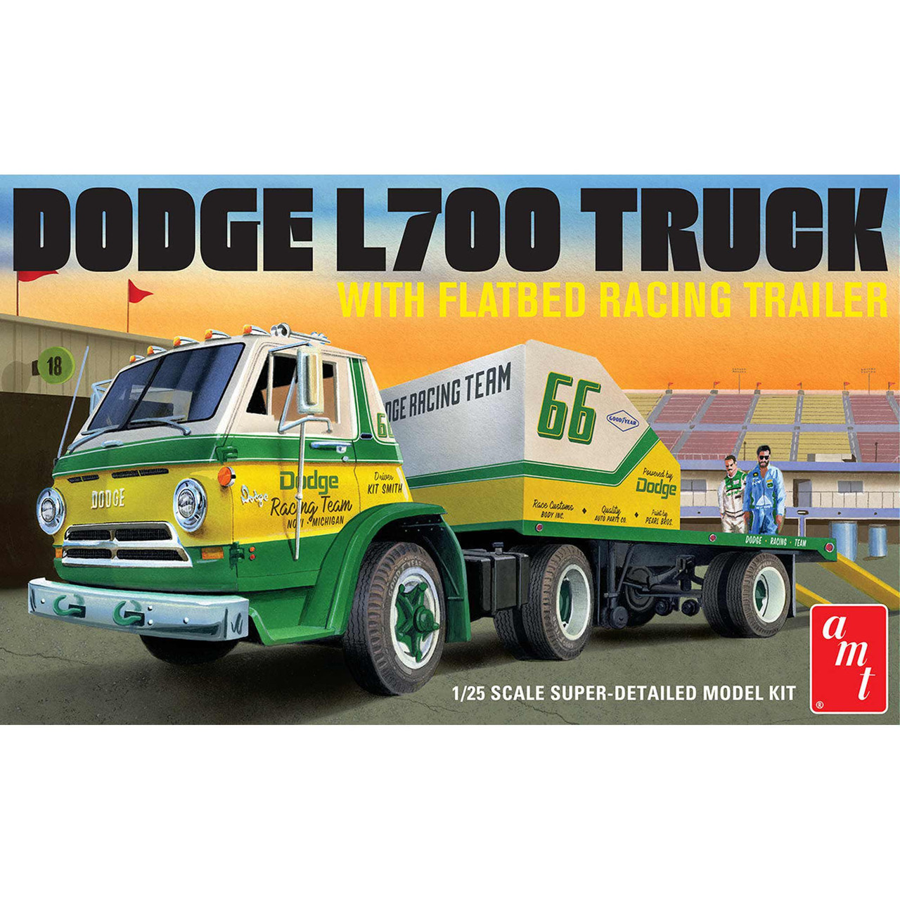 1/25 1966 Dodge L700 Truck Flatbed Racing Trailer Model Kit